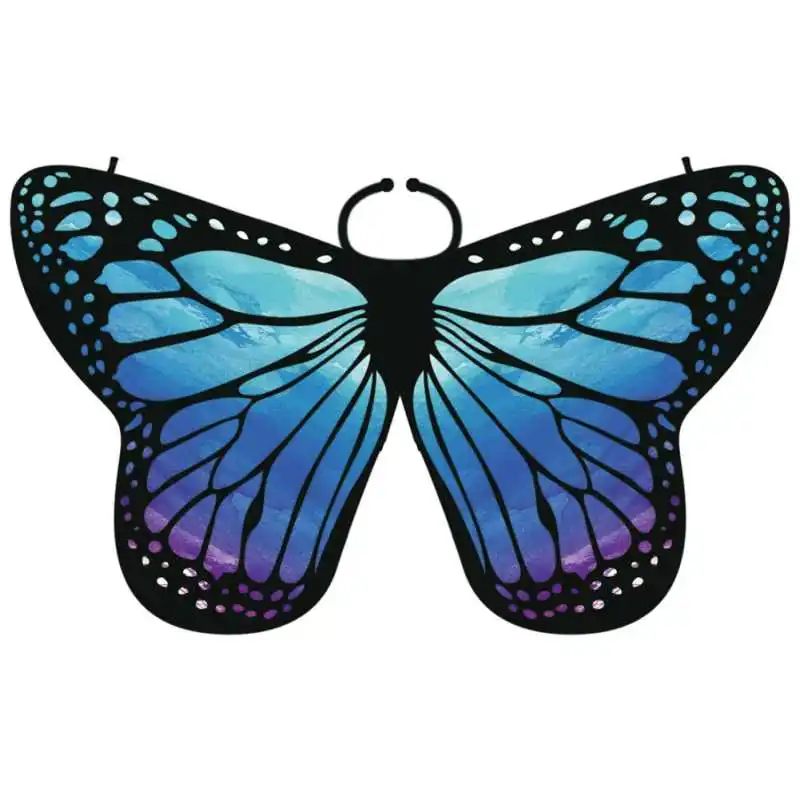 Детский Цветной плащ-бабочка для девочек, накидка-шарф, плащ «бабочка», украшение в виде крыльев, праздничные вечерние принадлежности - Цвет: B