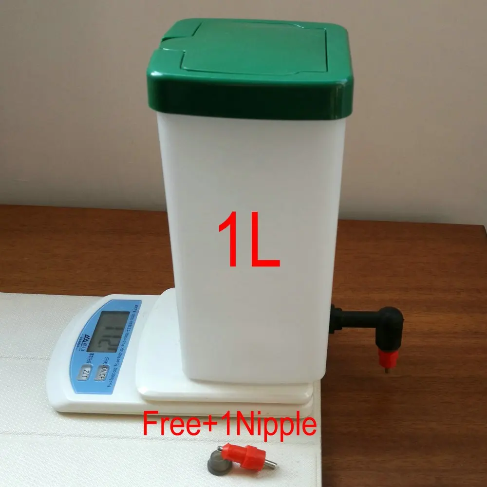 

1X 1LT Bucket And 2X Push Poultry Nipple Drinkerer Chicken Bird Quial Rabbit Mouse