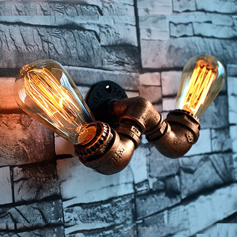 

Retro Iron Art Water Pipe Wall Lamp Creative Home Alphabet Lamp Bar Restaurant Decorative Lamps Industrial Wind Lighting