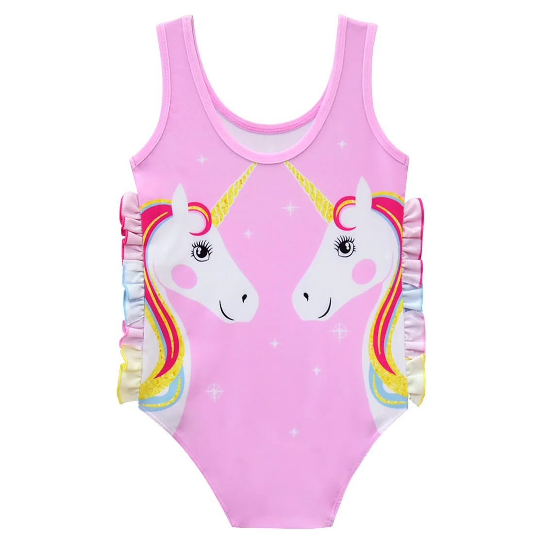 

Summer Princess Girls Unicorn Party Bikini One Piece Baby Girls Unicornio Swimwear Children Rainbow Horse Swimsuit Beach dress