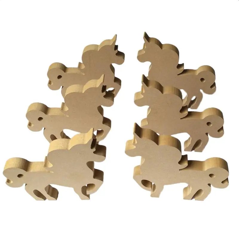 

6PCS Unicorn Shaped Wood Pieces Unfinished Cutout Wedding Supplies Projects Crafts Photo Props