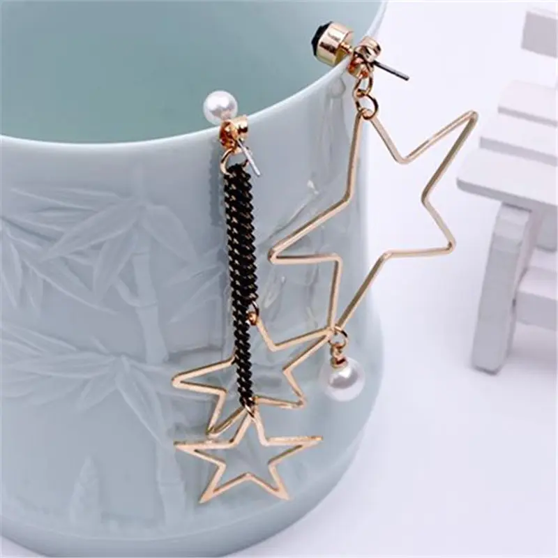 

Ufavoirte Korean Fashion Long Hollow Geometric asymmetry star circle earrings new earring for women Gift Party Wedding