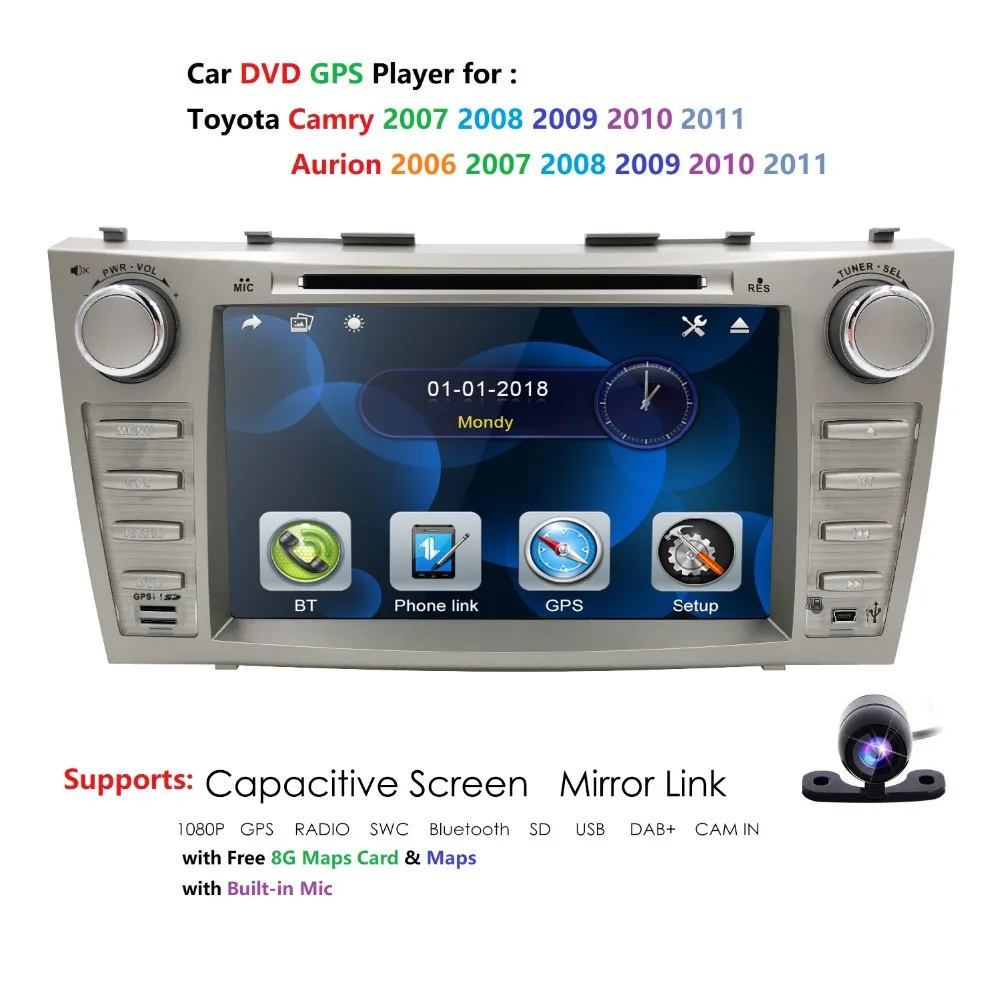 Автомобильный dvd для toyota camry 2007 2008 2009 Радио мультимедийный плеер gps навигация 2din 8
