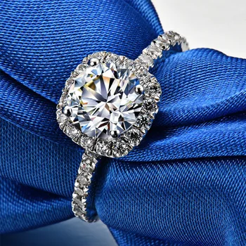 

2ct Carat Retro Luxury Engagement Rings for Women AAAAA High Quality NSCD Rings 925 Pure Silver White Gold Color Rings Jewelry