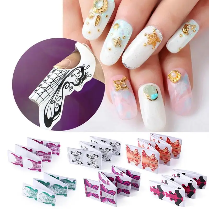 100 шт Гвозди Наклейки расширение локон форма французский гвоздь акриловая типса гель ногти стикер расширение локон форма