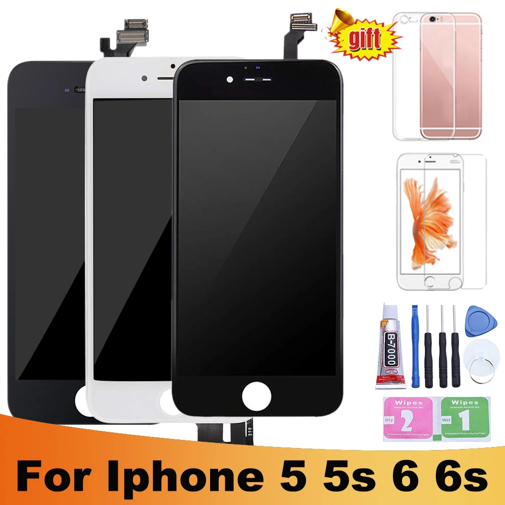 

Black/White Assembly LCD Display Digitizer for iPhone 6s AAA Quality LCD Touch Screen for iPhone 6 7 5s No Dead Pixel with Gifts