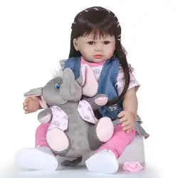 60 см Симпатичные мягкие силиконовые Reborn Baby Doll Реалистичная имитация длинные волосы для новорожденных девочек купания Playmate Игрушки Подарки
