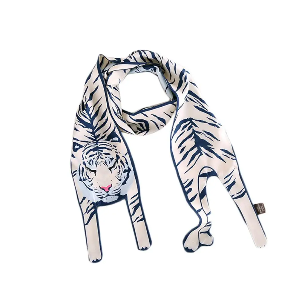 Шелковые шарфы с 3D принтом животных, милый шарф с котом, тигром, женские сумки, шарфы, Детские шарфы, хороший подарок, новинка - Цвет: 07