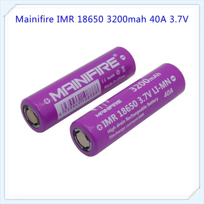 Заводская розетка Mainifire высокого качества 18650 40A IMR 3 7 v 3200mah перезаряжаемая литий