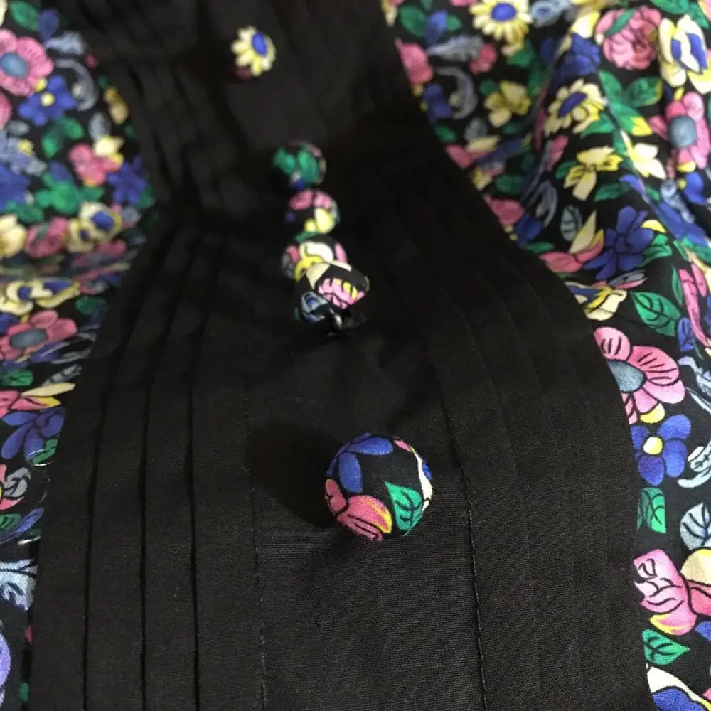 High Quality Brand Pure Cotton Clothes Women Summer Vintage Printed Dress Turn Down Collar Sleeveless Slim A Line Dresses
