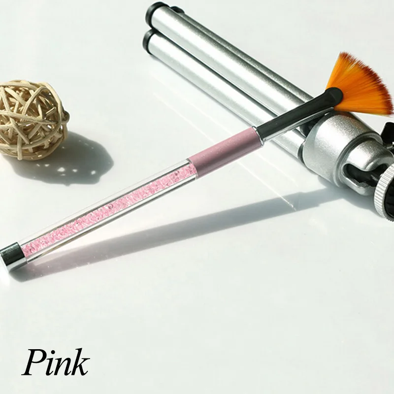 Zziell 1 шт. градиентные веерные розовые Стразы для ногтей с ручкой пылезащитный блеск средство для снятия пудры ручка для дизайна ногтей ручка для рисования кисть-вкладыш