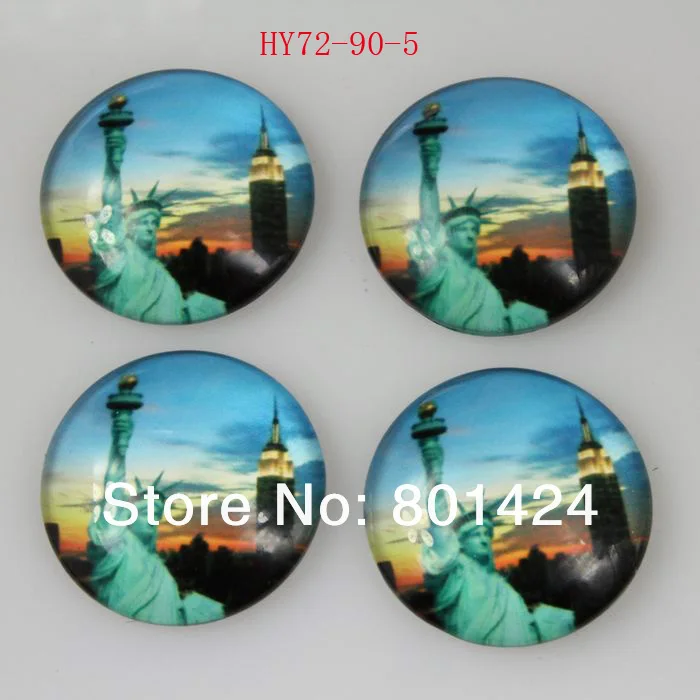 

Free Shipping-20Pcs 72-90-5 Building Statue of Liberty Round Glass crystal Cabochon Dome Flatback 25mm for Tray Pendant Cover