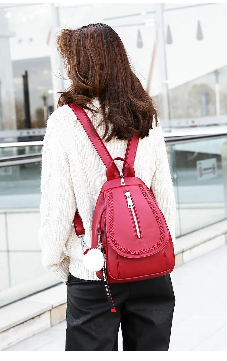 do plutônio moda zíper senhoras mochila preto