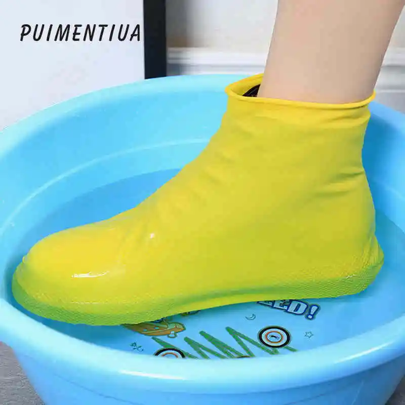 

Short /High Tube Reusable Waterproof Rainboots Shoe Cover Unisex Slip-resistant Latex Rain Boot Overshoes Shoes Accessories S-L