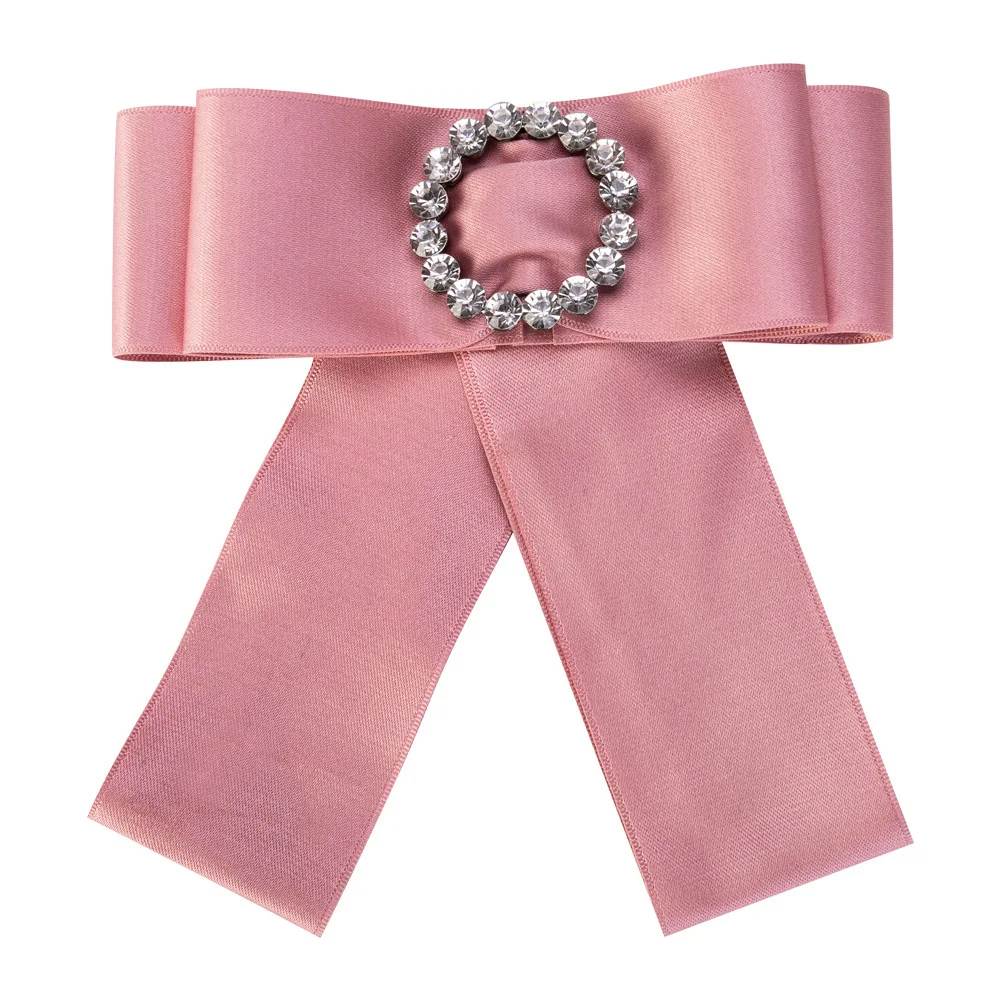 Lapel Brooch Jewelry Pins Large Brooches Badges For Women Suit Bow Silk Alloy Ribbon And Glass