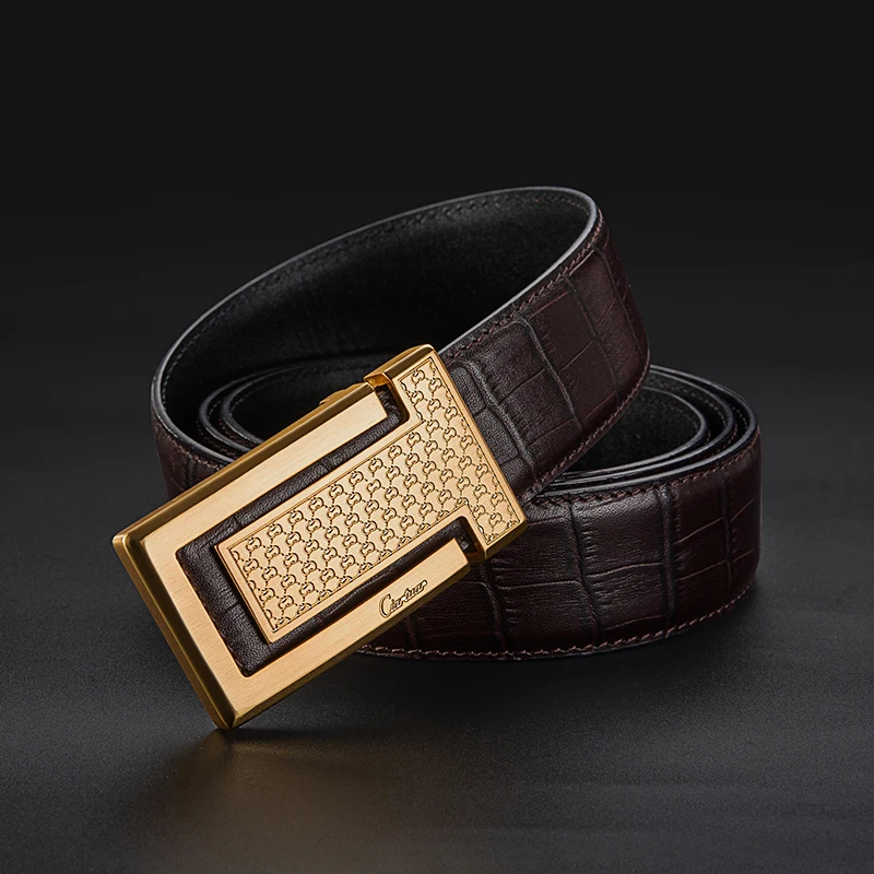 

2019 Ciartuar Luxury Design Men Belt Fashion Business Emboss Carving Wild Trend Cowhide Leather Belt riem heren ceinture cuir