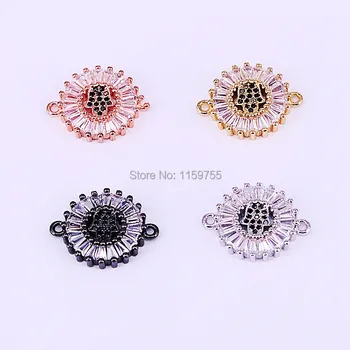 

10Pcs Micro Pave CZ Zirconia Round Beads, Hand Connectors/links, Mix Color