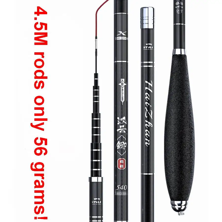 Vara de Pesca Hanyon Série 3.9m 4.5m 4.8m Telescópica Médio Rápido Super Leve Fibra Carbono 5.4m Pesam 83g hz 2.7m 3.6m