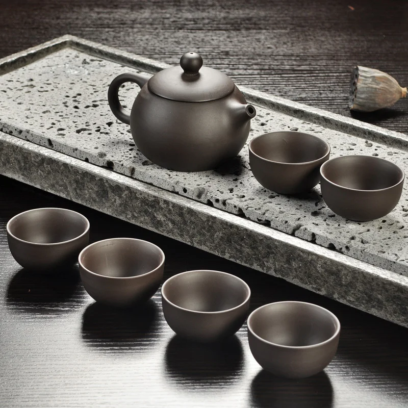 Исин фиолетовый песок чайный набор черный/красный керамический кунг-фу чайный горшок, ручной работы фиолетовый песок чайный горшок чайная чашка Gaiwan Tureen чайная церемония - Цвет: see chart