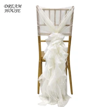 Горячая ленты для стульев чехлы с бантом стул пояса тюль для Свадеб Стул события Банкетный стул украшения дома декоративные
