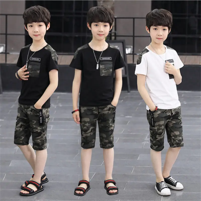 

Teenager Boy Girls Casual 2pc Army Green Sport Suits School Style Summer Kids Clothes 4 To 12 Years Children'S Clothing Set