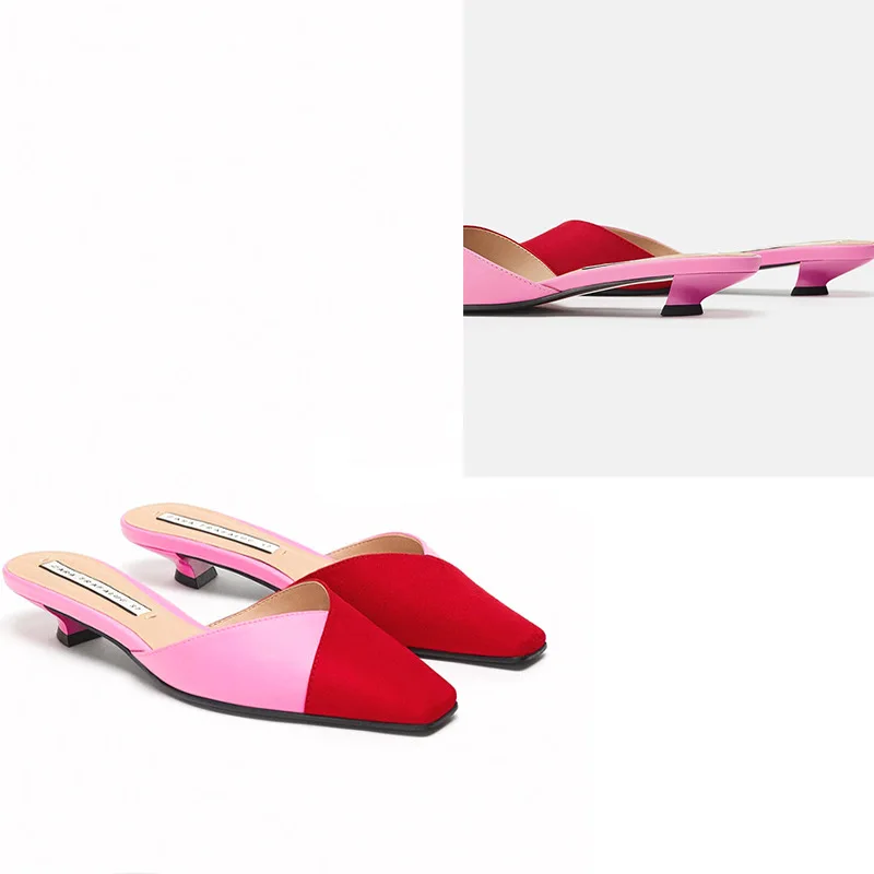 Летние женские шлепанцы; разноцветная обувь; тапочки на низком каблуке; женская модная Уличная обувь; женские шлепанцы для улицы; Офисная Женская обувь