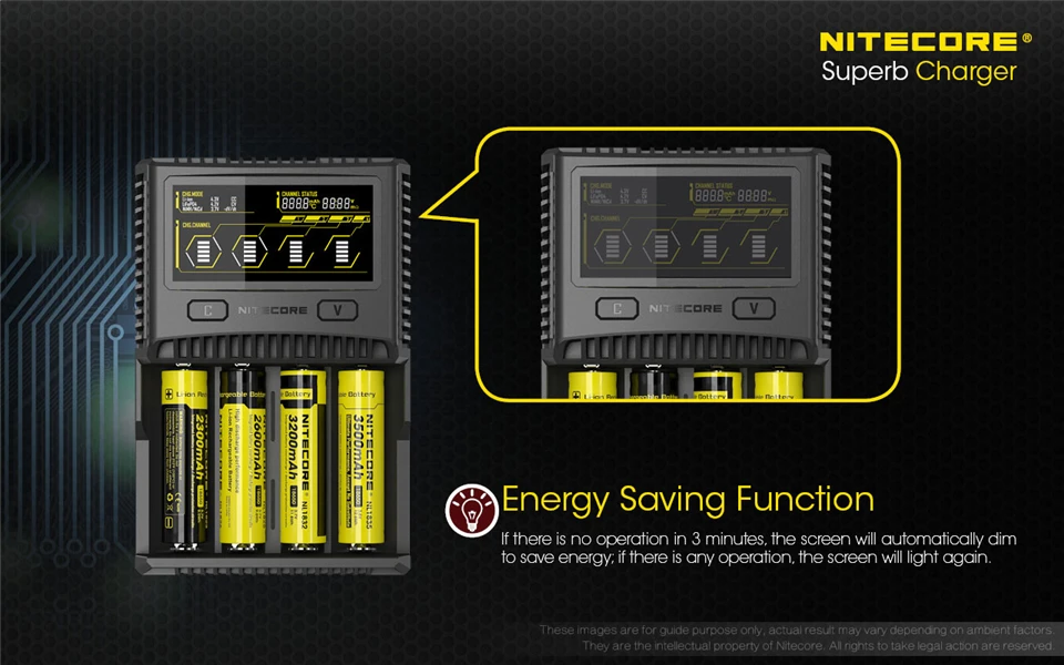 Nitecore SC4 ЖК-дисплей USB Быстрое интеллектуальное зарядное устройство для Li-Ion IMR LiFePO4 Ni-MH 18650 14450 16340 AA батарея