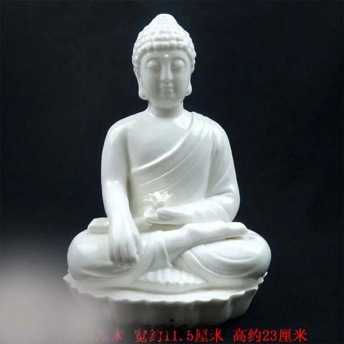 

DS 9" China white porcelain carved buddhism sculpture Shakyamuni buddha Statue