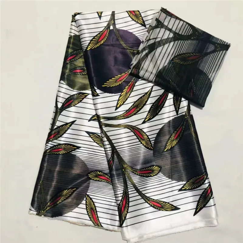 

Hot selling satin silk fabric 4+2 yards/lot colorfast Nigrian design African wax pattern satin silk fabric for clothing XM0606