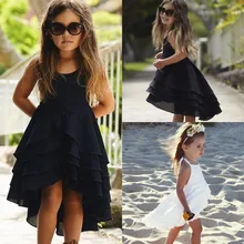 Одежда для маленьких девочек; милое однотонное платье принцессы на бретелях с открытой спиной для девочек; летний Повседневный пляжный сарафан; комплект одежды для детей