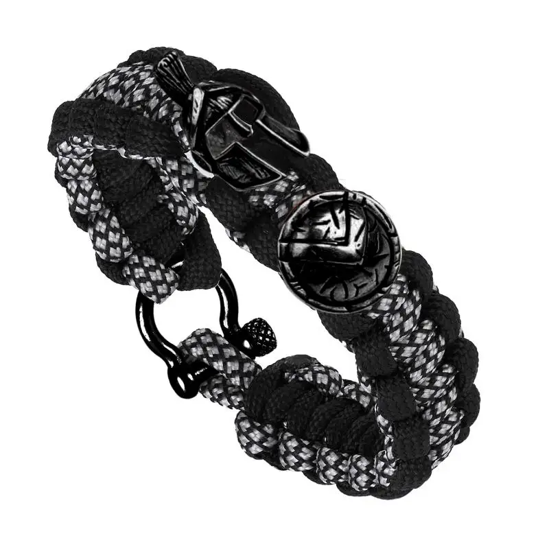 Модный наружный браслет для выживания, мужской Спартанский шлем, воин, браслеты Pulseira, ручная работа, веревка, женский браслет, летний подарок - Окраска металла: Q-244