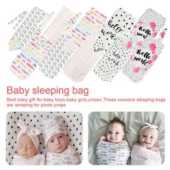 

Baby Sleeping Bag Cute Printed Swaddle Blanket Sleeping Swaddle Wrap hair band Hat Set New Born kids bedroom parts