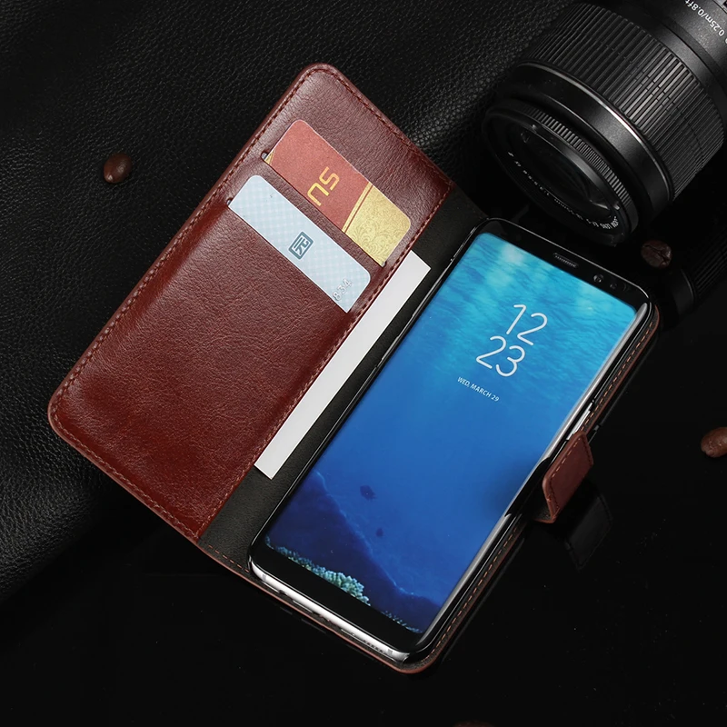 Luxury Leather Flip Cover For Samsuang Galaxy S8 S8Plus Vintage Wallet With Card Pocket S8+ 5.8 6.2 | Мобильные телефоны и