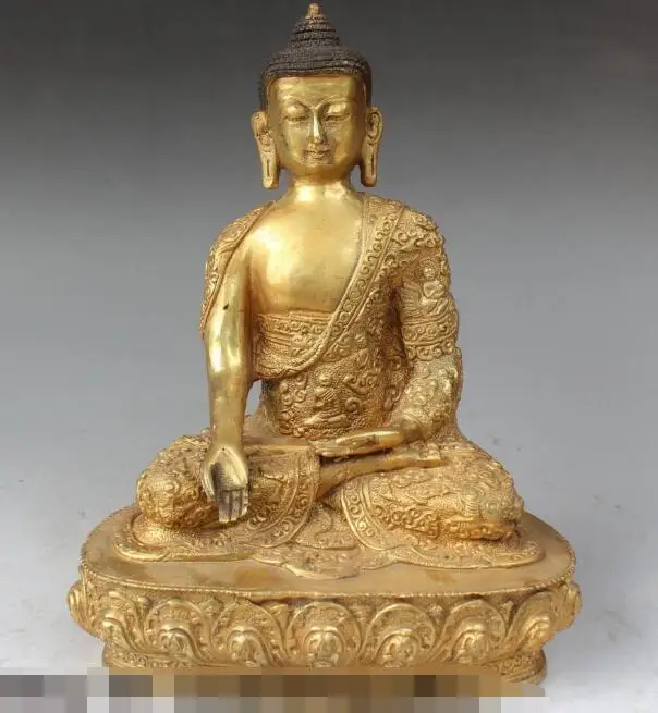 

S4295 8" Tibet Tibetan Buddhism Bronze Seat Lotus Shakyamuni Sakyamuni Buddha Statue