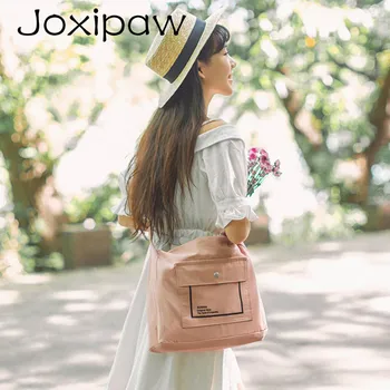 

Korean Design Women Messenger Handbag Harajuku Canvas Simple Crossbody Female Shoulder Bag Solid Pink Japanese Mori Girl Bookbag