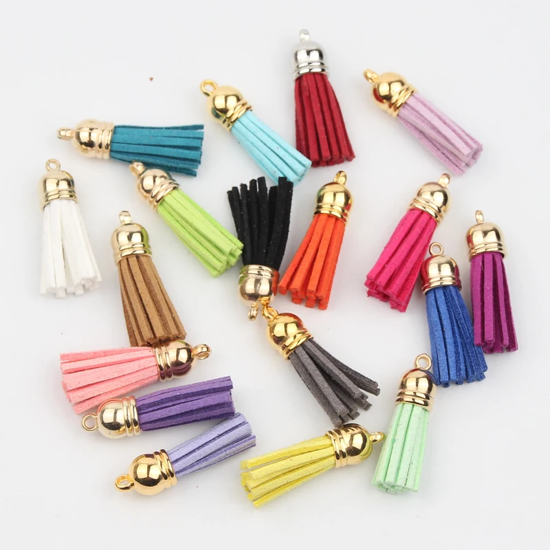 

Decoration Purl Cannetille 10pcs/lot 38mm Mixed Leather Tassels Earrings Charm Pendant Tassels for DIY Jewelry Making Findings