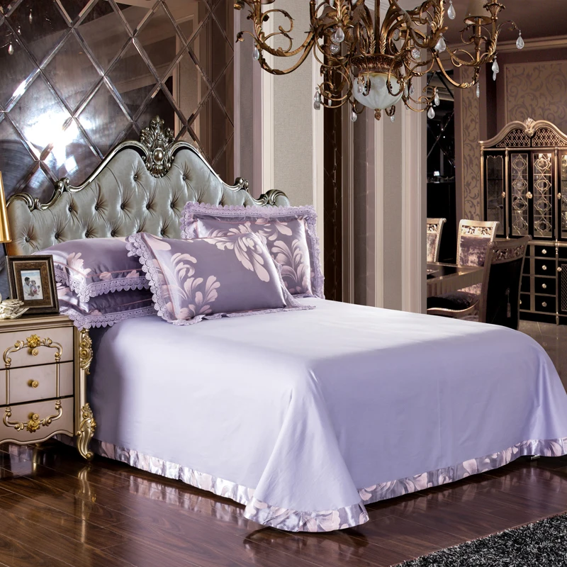 Waliicorners 4-Pcs gold silver lace Jacquard Bed Cover Queen King Size Luxury Bedding Set Silky Bedclothes Duvet Cover Bed Sheet set 25 3