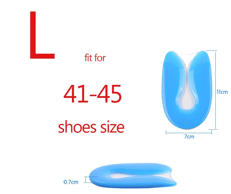 Shoe Inserts Insole for Men Women 100% Silicone Gel U-Shape Plantar Fasciitis Heel Protector Heel Spur Cushion Pad Accessories