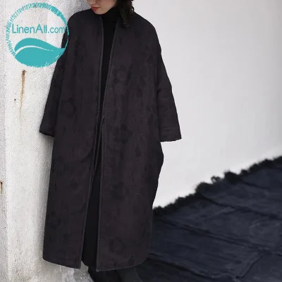 Cheap LinenAll women's winter parkas,blue and grey, thick, linen/cotton, vintage,plus-size,national trend,long outerwear female muyi