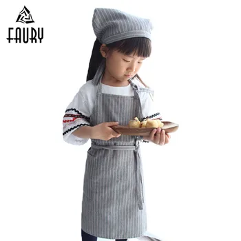 

Japanese Style Striped Adult Children Parent-child Apron Kitchen Home Cleaning Painting Protective Clothing Coffee Shop Overalls