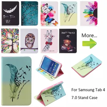

Cartoon owl Flip Silicon Leather Case For Samsung Galaxy Tab 4 7.0 T230 T231 T235 SM-T230 Case Cover Tablet Funda Shell