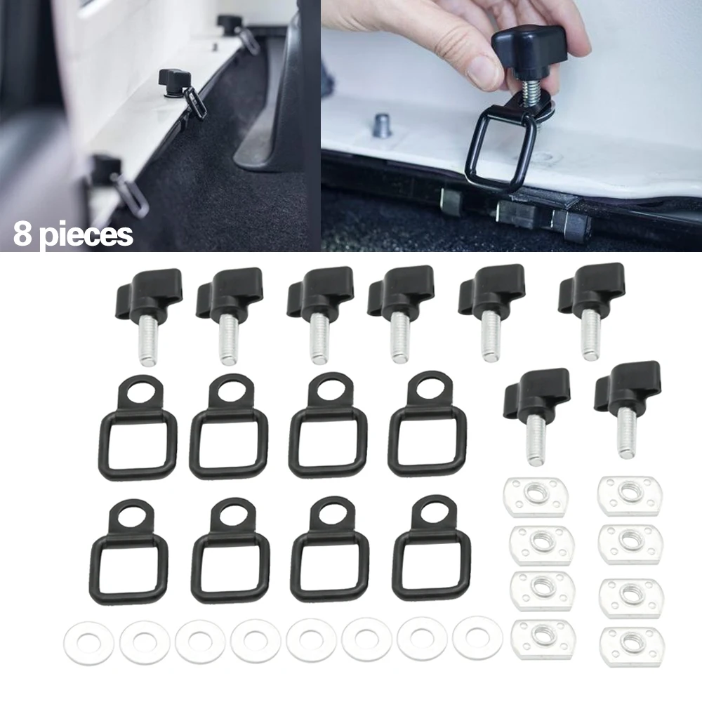 

1 Set Hard Top Quick Removal Fastener Thumb Screw With Nut Washer Tie-Down D-Rings Kit for Jeep Wrangler YJ TJ JK JKU