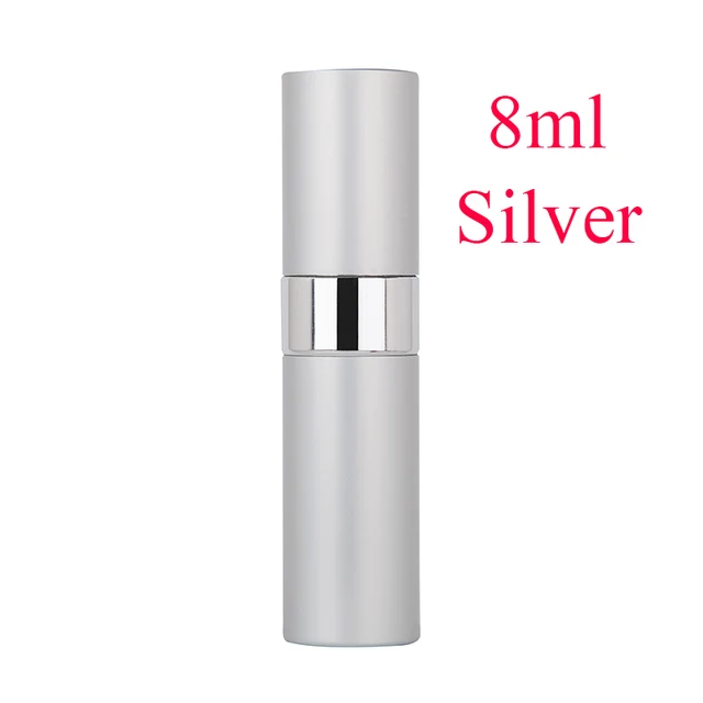 5-20ML metal aluminum Portable Refillable Perfume Bottle Cosmetic Container Empty Spray Atomizer Travel Sub-Bottle liner glass 8ML Silver  spray