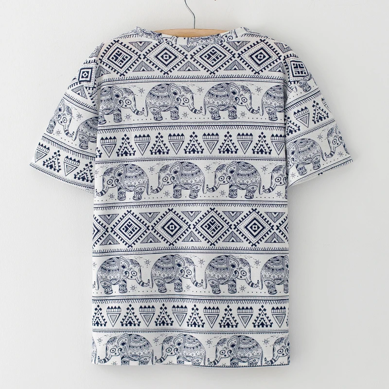 2018 New Fashion Harajuku elephant print T Shirt Women Clothes short sleeve Tops O-Neck Tee T-Shirts