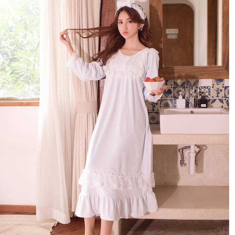 Winter Sleepwear Nightgown Women Sleepwear Long sleeves Nightgown ...