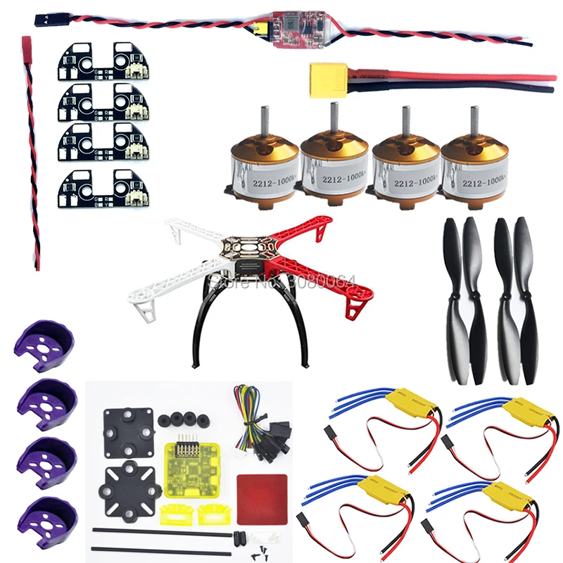 

F450 Quadcopter Frame Kit+2212 1000KV Brushless Motor+30A ESC+1045 Propeller+APM 2.6 2.5 2.8 LED BEC+CC3D EVO flight controller~
