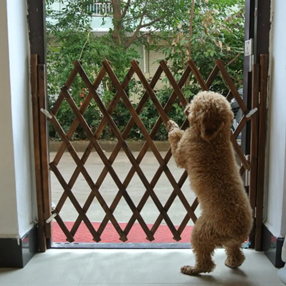 

Small Pet Wooden Fence Isolation Door Gate Guard Telescopic Safety Rail Barrier Door Simple Stretchable Wooden FenceY22@X