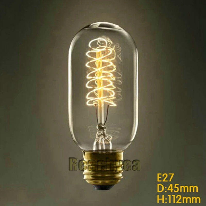 T45 винтажные edison лампы накаливания 220 В-240 В 40 Вт E27 Античная Эдисон лампа