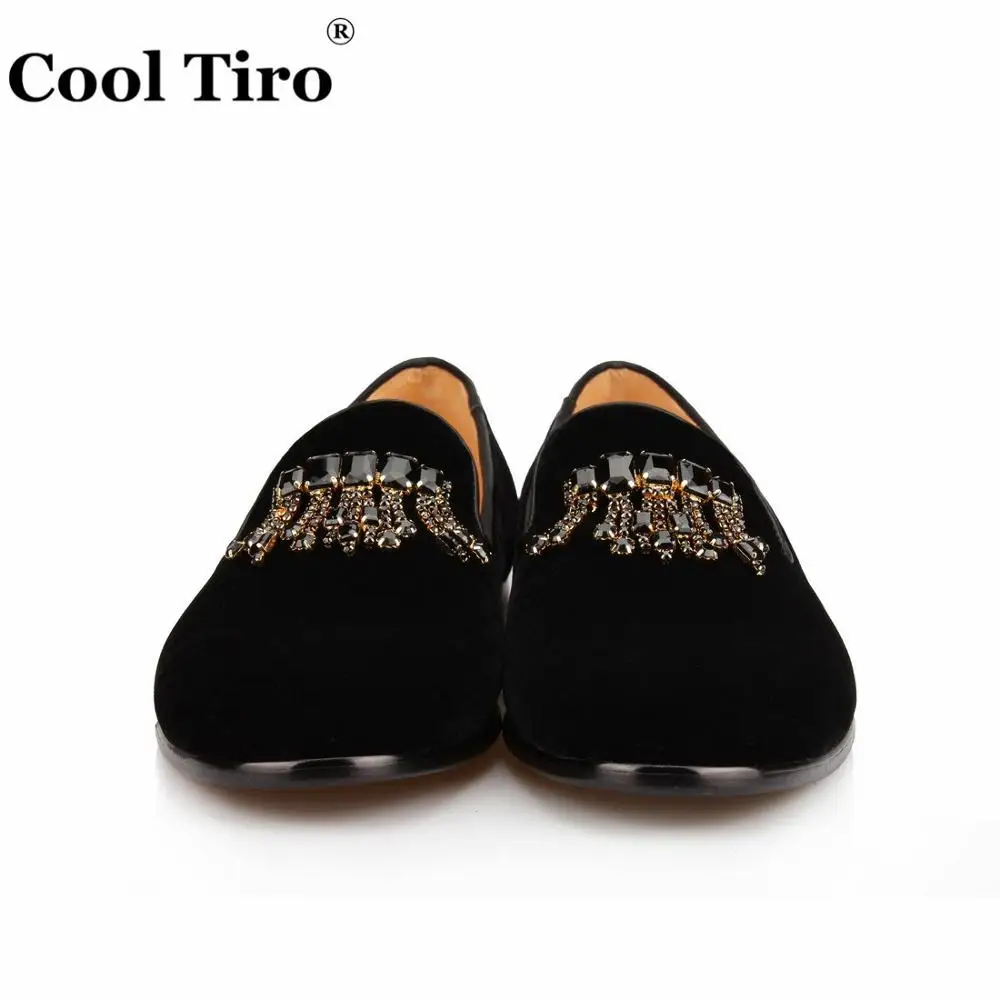 Velvet Loafers Crystal tassels Slippers (7)