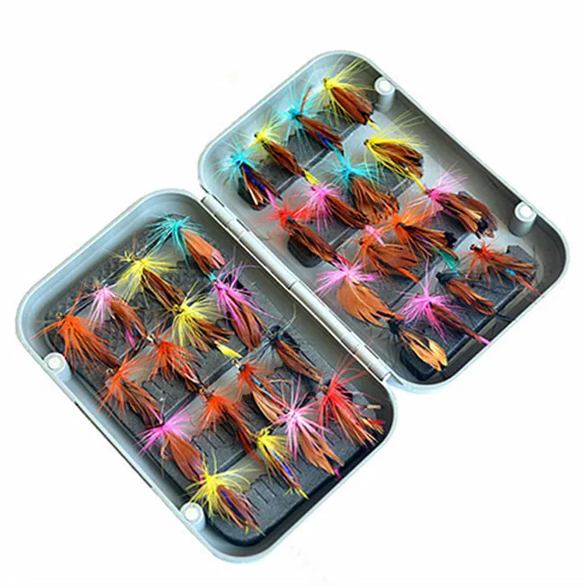 32pcs Boxed fly font b fishing b font lure set Artificial bait trout fly font b